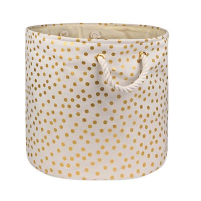 Zingz & Thingz Dots Gold Round Polyester Bin, 16 in. x 15 in.