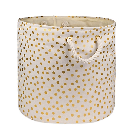 Zingz & Thingz Dots Gold Round Polyester Bin, 16 in. x 15 in.