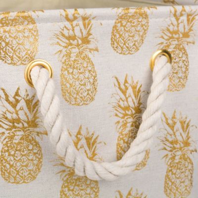 Image showing  Pineapple Rectangular Polyester Bin, 16 in. x 10 in. x 12 in., Gold