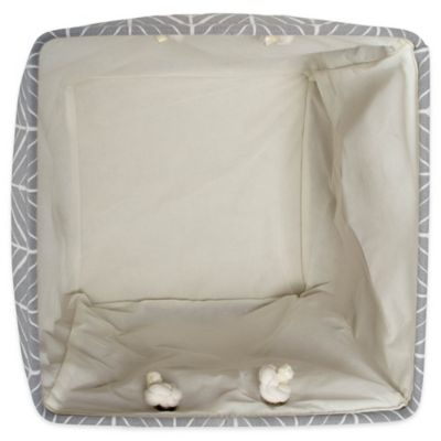 Image showing  Herringbone Square Polyester Bin, Off White