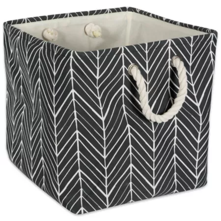 Zingz & Thingz Square Herringbone Polyester Trash Can Storage Bins