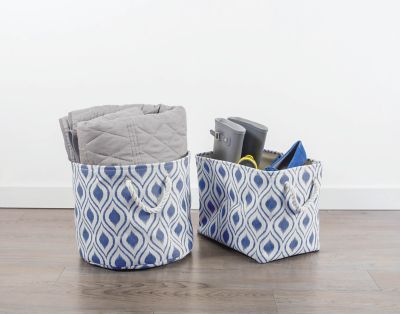 Image showing  Ikat Mineral Rectangular Polyester Storage Bin