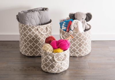 Image showing  Lattice Rectangle Polyester Bin, Brown Rectangle Large 17.5x12x15