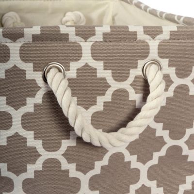 Image showing  Lattice Rectangle Polyester Bin, Brown Rectangle Large 17.5x12x15