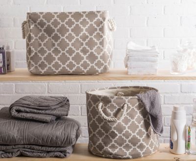 Image showing  Lattice Rectangle Polyester Bin, Brown Rectangle Large 17.5x12x15