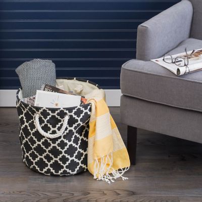 Image showing  Lattice Rectangle Polyester Bin, Black Rectangle Large 17.5x12x15