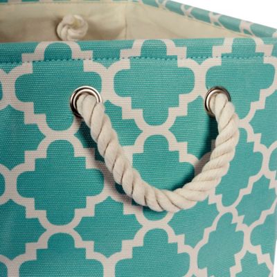 Image showing  Lattice Rectangle Polyester Bin, Aqua Rectangle Small 14x8x9