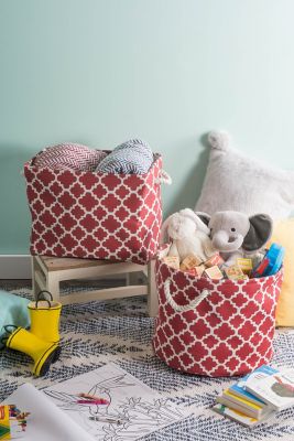 Image showing  Lattice Rectangle Polyester Bin, Rust Rectangle Small 14x8x9