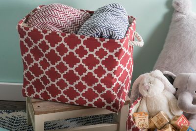 Image showing  Lattice Rectangle Polyester Bin, Rust Rectangle Small 14x8x9