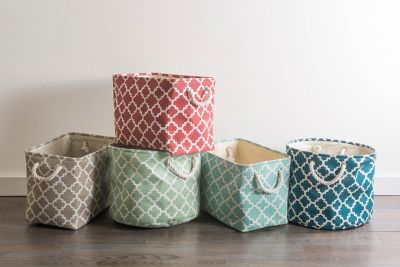 Image showing  Lattice Rectangle Polyester Bin, Rust Rectangle Small 14x8x9