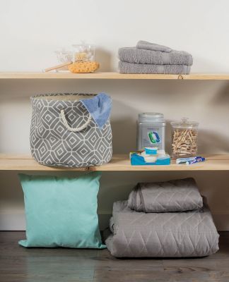 Image showing  Stained Glass Stone Rectangle Polyester Storage Bin, Gray Large 17.5x12x15