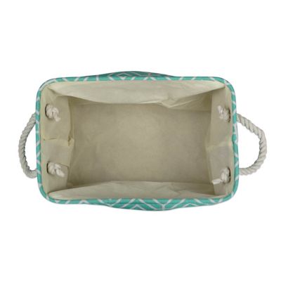 Image showing  Stained Glass Stone Rectangle Polyester Storage Bin, Aqua Large 17.5x12x15
