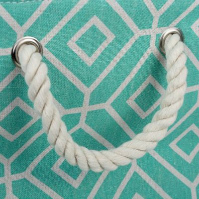 Image showing  Stained Glass Stone Rectangle Polyester Storage Bin, Aqua Large 17.5x12x15