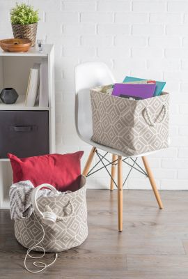 Image showing  Stained Glass Stone Rectangle Polyester Storage Bin, Stone Medium 16x10x12