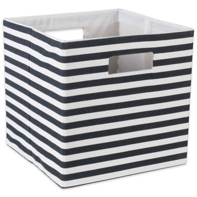 Zingz & Thingz Pinstripe Square Polyester Storage Cube, 13 in. x 13 in. x 13 in.