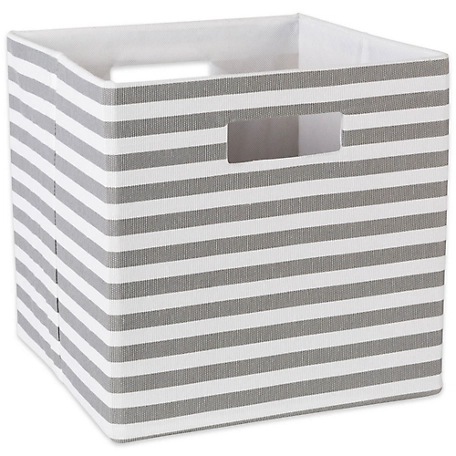 Zingz & Thingz Pinstripe Square Polyester Storage Cube, 13 in. x 13 in. x 13 in.