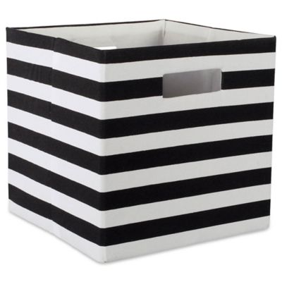 Zingz & Thingz Striped Square Polyester Cube Storage Bin, 13 in. x 13 in. x 13 in.