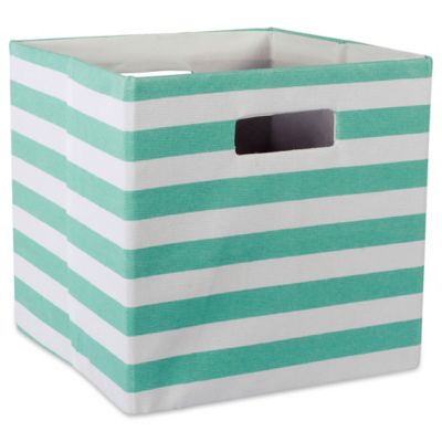 Zingz & Thingz Striped Square Polyester Cube Storage Bin, 13 in. x 13 in. x 13 in.