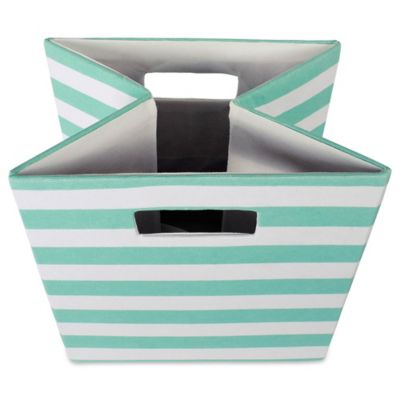 Image showing  Striped Square Polyester Cube Storage Bin, 13 in. x 13 in. x 13 in.
