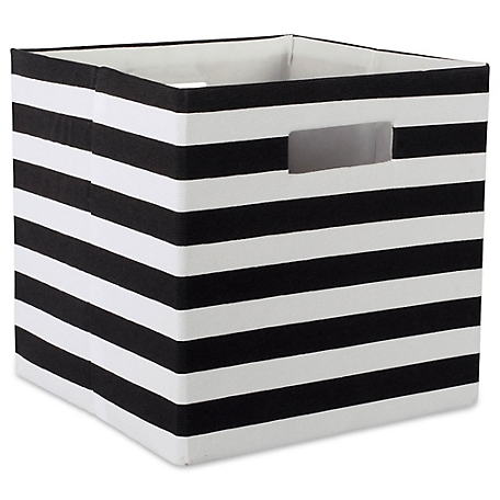 Zingz & Thingz Striped Square Polyester Cube Storage Bin, 13 in. x 13 in. x 13 in.