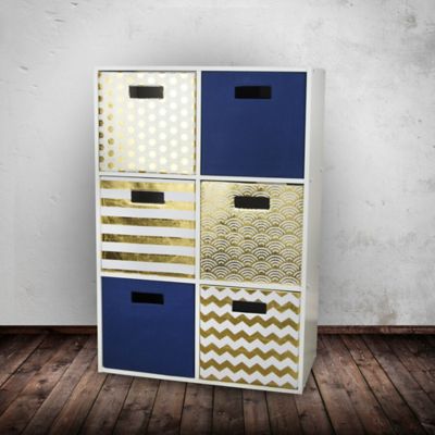 Image showing  Striped Square Polyester Cube Storage Bin, 13 in. x 13 in. x 13 in.