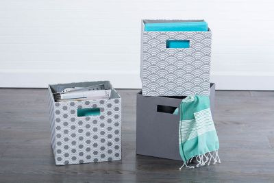 Image showing 1 th DII Waves Square Polyester Cube Storage Bin, 13 in. x 13 in. x 13 in.