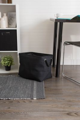 Image showing  Variegated Rectangle Polyester Storage Bin, Black Large 17.5x12x15