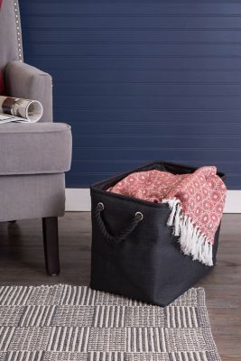 Image showing  Variegated Rectangle Polyester Storage Bin, Black Large 17.5x12x15