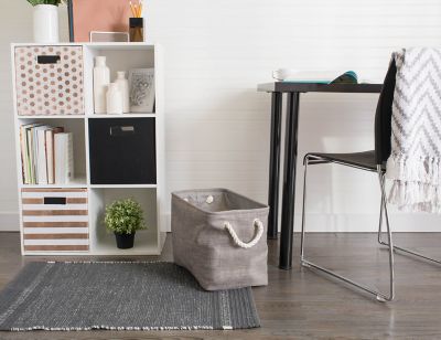 Image showing 3 th DII Variegated Rectangle Polyester Storage Bin, Gray Medium 16x10x12