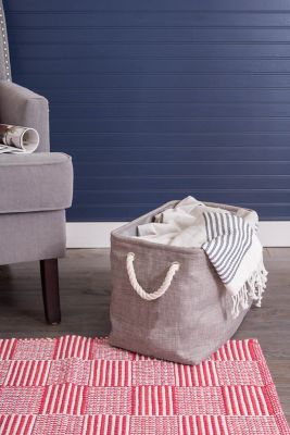 Image showing 4 th DII Variegated Rectangle Polyester Storage Bin, Gray Medium 16x10x12