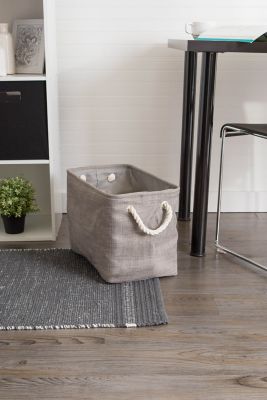 Image showing 5 th DII Variegated Rectangle Polyester Storage Bin, Gray Medium 16x10x12