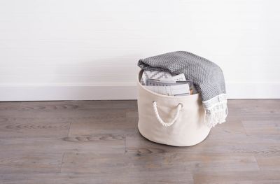 Image showing  Variegated Rectangle Polyester Storage Bin, Cream Large 17.5x12x15