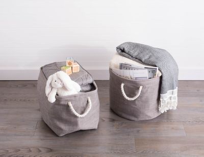 Image showing  Variegated Round Polyester Storage Bin, Gray Small 9x12x12