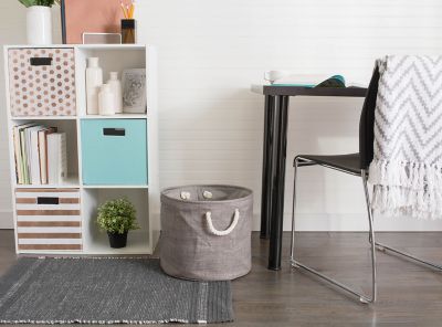 Image showing  Variegated Round Polyester Storage Bin, Gray Small 9x12x12