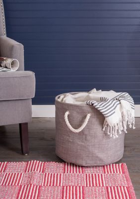 Image showing  Variegated Round Polyester Storage Bin, Gray Small 9x12x12