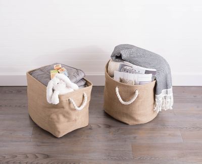 Image showing 1 th DII Variegated Rectangle Polyester Storage Bin, Taupe Small 14x8x9