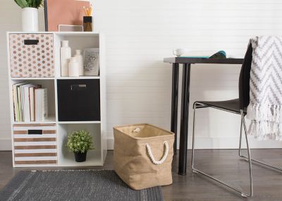 Image showing 2 th DII Variegated Rectangle Polyester Storage Bin, Taupe Small 14x8x9