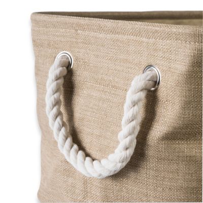 Image showing 3 th DII Variegated Rectangle Polyester Storage Bin, Taupe Small 14x8x9