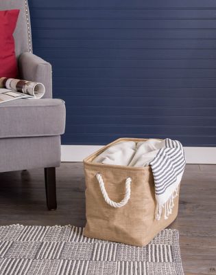 Image showing 4 th DII Variegated Rectangle Polyester Storage Bin, Taupe Small 14x8x9