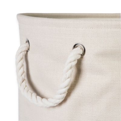 Image showing  Variegated Round Polyester Storage Bin, Cream Large 15x16x16