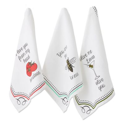 Image showing  Assorted Love You Print Dish Towel Set, 3 pc.