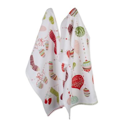 Zingz & Thingz Assorted Christmas Trimmings Printed Dish Towel Set, 18 in. x 28 in., 2 pc.