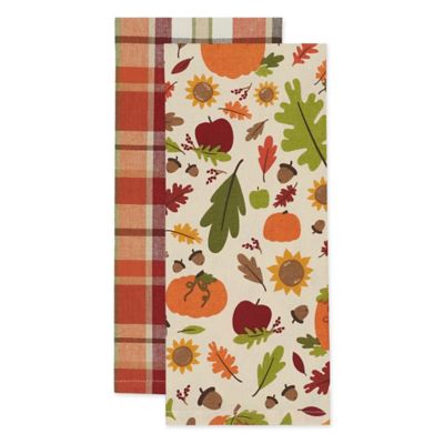 Image showing  Pumpkin Spice Plaid Dish Towel Set, 2 pc.