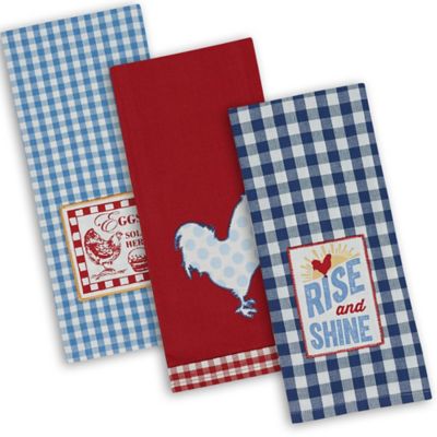 Zingz & Thingz Assorted Rise and Shine Embroidered Dish Towel Set, 18 in. x 28 in., 3 pc.