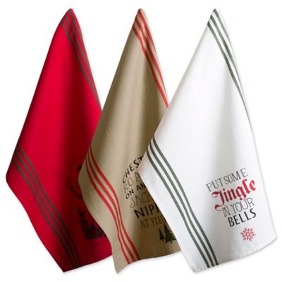 Zingz & Thingz Assorted Stag Christmas Print Dish Towel Set, 3 pc.