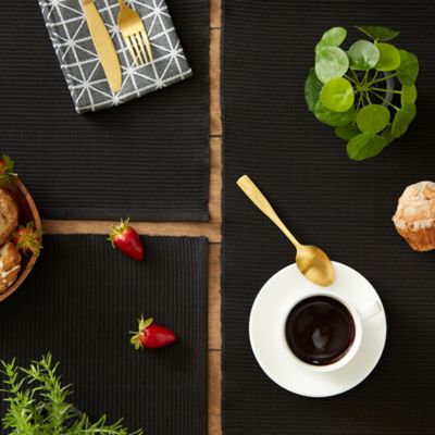 Image showing  Ribbed Cotton Place Mat, 13 in. x 19 in., Black