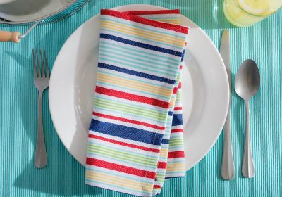 Image showing 1 th DII Ribbed Cotton Place Mats, 13 in. x 19 in., Aqua, 6-Pack