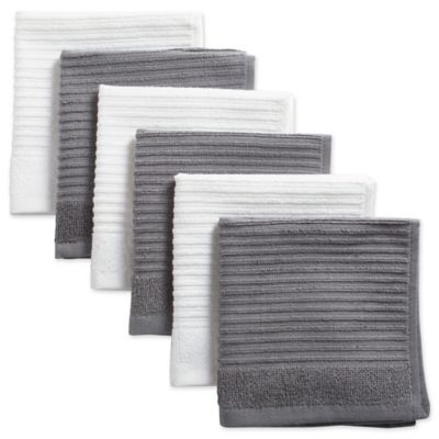 DII Assorted Ribbed Terry Dish Cloth Set, 12 in. x 12 in., 6 pc.