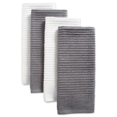 DII Assorted Ribbed Terry Dish Towel Set, 16 in. x 26 in., 4 pc.