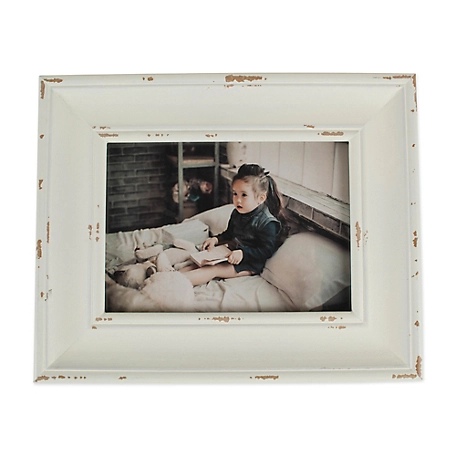 Zingz & Thingz Distressed Farmhouse Picture Frame, 5 in. x 7 in., Distressed Antique White